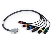 

Remote Audio 3' Balanced 6 Channel Analog Breakout Cable with DB25M 45deg. to (6) XLR3M Connectors for Zaxcom Deva Outputs 1-6