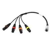 

Remote Audio 3' Balanced 8 Channel Analog Breakout Cable with DB25M 45deg. to (8) XLR3M Connectors for Zaxcom Deva 16 and Fusion 12 Outputs 1-8