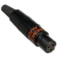 

Remote Audio 3-Pin Female Mini-XLR Connector, Black Housing with Gold Contacts