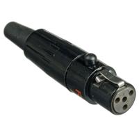 

Remote Audio 4-Pin Female Mini-XLR Microphone Cable Connector, Black Housing with Gold Contacts
