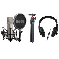

Rode Microphones NT1-A Cardioid Mic with SM6 Shock Mount, Bundle with Mini Flex Tripod, Studio Headphones