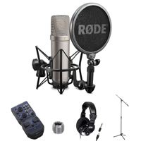 

Rode Microphones NT1-A Cardioid Mic with SM6 Shock Mount, Bundle with Zoom U-44 Interface, Studio Headphones, Mic Stand