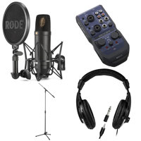 

Rode Microphones NT1 Cardioid Mic with SM6 Shock Mount, Bundle with Zoom U-44 Audio Interface, Studio Headphones, Mic Stand