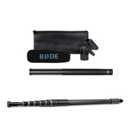 

Rode Microphones NTG-4+ Directional Condenser Shotgun Microphone with Built-In Rechargeable Lithium Battery - With Gitzo Carbon Fiber Microphone Boom, Series 4, 4-Section, 9.1'