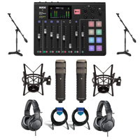 

Rode Microphones RODECaster Pro Integrated Podcast Production Console - Bundle With 2x Rode Procaster Broadcast Dynamic Cardioid Mic, 2x A-T ATH-M20x Pro Monitor Headphones, 2x Samson MB1 Mini Boom Stand And More