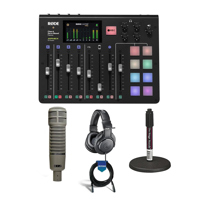 

Rode Microphones RODECaster Pro Integrated Podcast Production Console - Bundle With Electro-Voice RE20 Variable-D Dynamic Cardioid Mic, On-Stage DS7200B Mic Stand, A-T ATH-M20x Pro Monitor Headphone, 20' XLR Mic Cable