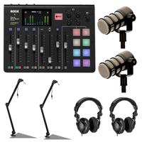 

Rode Microphones RODECaster Pro Integrated Podcast Production Console - Bundle With, 2x Rode PodMic Dynamic Podcasting Microphone - 2x Microphone Broadcast Arm with XLR Cable - 2x Pro Monitor Headphones
