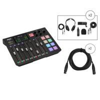 

Rode Microphones RODECaster Pro Integrated Podcast Production Console - Bundle With 2 Pack Zoom ZDM-1 Podcast Microphone Pack, 2 pack 20' Heavy Duty 7mm Rubber XLR Microphone Cable