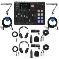 

Rode Microphones RODECaster Pro Integrated Podcast Production Console - Bundle With Zoom ZDM-1 Podcast Microphone Pack, Technical Pro ARM1 Mic Suspension Crane Arm 20' Heavy Duty 7mm Rubber XLR Microphone Cable