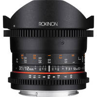 

Rokinon 12mm T3.1 Full Frame Cine DS Fisheye Lens for Sony E Mount, 8 Groups / 12 Elements, 7.9" / 20.07cm Minimum Focus Distance
