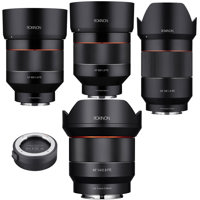 

Rokinon 14mm F2.8 AF Wide Angle Lens - 35mm f/1.4 AF Lens - AF 50mm f/1.4 FE Lens - 85mm f/1.4 Auto Focus Lens for Sony E-Mount Bundle with Lens Station