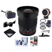 

Rokinon 24mm f/1.4 ED AS UMC Wide-Angle Manual Focus Lens for Canon - Bundle With FocusShifter DSLR Follow Focus, Peak Lens Changing Kit Adapter, 77mm Filter kit, Flex Lens Shade, Software Pack, And More