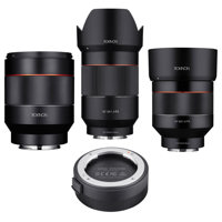 

Rokinon Sony E-mount Nex Series Cameras Lens Bundle Includes - 35mm f/1.4 Auto Focus Lens, Auto Focus 50mm f/1.4 FE Lens, 85mm f/1.4 Auto Focus Lens, Rokinon Lens station for Sony E