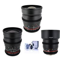 

Rokinon T1.5 Cine 3 Lens Kit for Micro 4/3 Camera Consists of 24mm T1.5, 35mm T1.5, 85mm T1.5 lenses