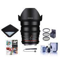 

Rokinon 20mm T1.9 Ultra Wide Angle Cine DS Lens for Canon EF Mount - Bundle With 77mm Filter Kit, Lens Wrap, Cleaning Kit, Capleash II, Software Package