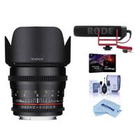 

Rokinon 50mm T1.5 Cine DS Lens for Micro Four Thirds - Bundle With RODE VideoMic GO Lightweight On-Camera Microphone, Pro Software Package, Cleaning Kit, Microsoft Cloth