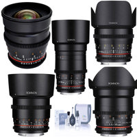

Rokinon Cine Lens Bundle, 14mm T3.1 35mm, 50mm and 85mm T1.5, 135mm T2.2 Cine DS Lenses for Canon EF-Mount, Cleaning Kit