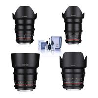 

Rokinon Cine DS Lens Kit for Canon EF Mount Consists of 24mm T1.5 Lens, 35mm T1.5 Lens, 50mm T1.5 Lens, 85mm T1.5 Lens, Cleaning Kit