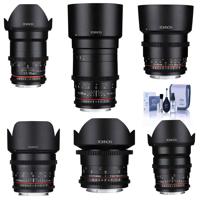 

Rokinon Cine DS Lens Kit for Canon EF Mount Consists of 14mm T3.1 WA, 24mm T1.5 Lens, 35mm T1.5 Lens, 50mm T1.5 Lens, 85mm T1.5 Lens, 135mm T2.2, Cleaning Kit