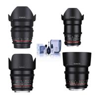 

Rokinon Cine DS Lens Kit for Micro Four Thirds Consists of 16mm T2.2 Lens, 35mm T1.5 Lens, 50mm T1.5 Lens, 85mm T1.5 Lens, Cleaning Kit