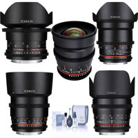 

Rokinon Cine Lens Bundle, 14mm T3.1 24mm, 35mm, 50mm and 85mm T1.5 Cine DS Lenses for Sony E-Mount, Cleaning Kit