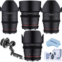

Rokinon Cine Lens Bundle, 24mm, 35mm, 50mm, 85mm T1.5 Cine DSX Lens for Canon RF-Mount, Movo Photo F2X Precision Follow Focus System, Cleaning Kit, Cloth