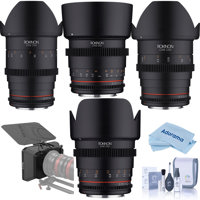 

Rokinon Cine Lens Bundle, 24mm, 35mm, 50mm, 85mm T1.5 Cine DSX Lens for Canon RF-Mount, SmallRig Lightweight Matte Box for 67-114mm Lens, Cleaning Kit, Cloth