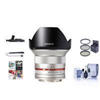 

Rokinon 12mm F/2.0 Ultra Wide, Manual Focus Lens for Sony E Mount, Silver - Bundle With 67mm Filter Kit, Cleaning Kit, Capleash II, Lens Cleaner, PC Software Package