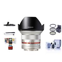 

Rokinon 12mm F/2.0 Ultra Wide, Manual Focus Lens for Sony E Mount, Silver - Bundle With 67mm Filter Kit, Cleaning Kit, Capleash II, Lens Cleaner, Mac Software Package