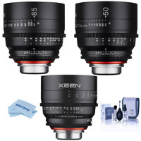 

Rokinon 3 Lens Kit Includes - Xeen 35mm T1.5 Cine Lens for PL Mount - Xeen 50mm T1.5 Cine Lens for PL Mount - Xeen 85mm T1.5 Cine Lens for PL Mount, Cleaning Kit, Microfiber Cloth