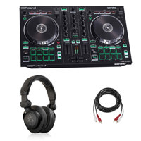 

Roland DJ-202 2-Channel 4-Deck Serato DJ Controller - Bundle With Behringer HC 200 High-Quality Professional Closed-Back Over-Ear DJ Headphones, H&A 2 RCA Male to 2 RCA Male Stereo Audio Cable 10'