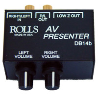 

Rolls DB14B A/V Presenter Stereo Direct Box/Signal Separator with Individual Attenuator Controls, RCA I/O's and XLR Balanced Output