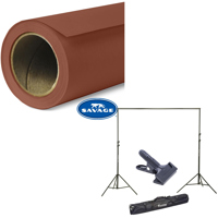 

Savage Widetone Seamless Background Paper, 107" wide x 36' Chestnut, #16 - Bundle With Flashpoint 10' Background Support System Air Cushioned, Flashpoint Clip Clamp with 2" Jaw