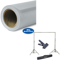 

Savage Widetone Seamless Background Paper, 107" wide x 36' Slate Gray, #26 - Bundle With Flashpoint 10' Background Support System Air Cushioned, Flashpoint Clip Clamp with 2" Jaw