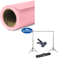 

Savage Widetone Seamless Background Paper, 107" wide x 36' Coral, #3 -Bundle With Flashpoint 10' Background Support System Air Cushioned, Flashpoint Clip Clamp with 2" Jaw