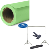 

Savage Widetone Seamless Background Paper, 107" wide x 36' Mint Green #40 - Bundle With Flashpoint 10' Background Support System Air Cushioned, Flashpoint Clip Clamp with 2" Jaw