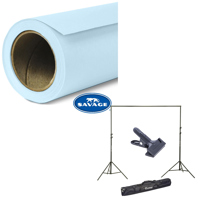 

Savage Widetone Seamless Background Paper, 107" wide x 36' Bluemist, #41 - Bundle With Flashpoint 10' Background Support System Air Cushioned, Flashpoint Clip Clamp with 2" Jaw