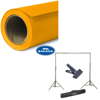 

Savage Widetone Seamless Background Paper, 107" wide x 36' Marmalade, #43 - Bundle With Flashpoint 10' Background Support System Air Cushioned, Flashpoint Clip Clamp with 2" Jaw