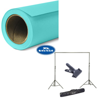 

Savage Widetone Seamless Background Paper, 107" wide x 36' Baby Blue, #47 - Bundle With Flashpoint 10' Background Support System Air Cushioned, Flashpoint Clip Clamp with 2" Jaw