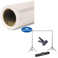 

Savage Widetone Seamless Background Paper, 107" wide x 36' Bone, #51 - Bundle With Flashpoint 10' Background Support System Air Cushioned, Flashpoint Clip Clamp with 2" Jaw