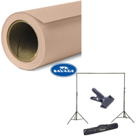 

Savage Widetone Seamless Background Paper, 107" wide x 36' Mint Pecan, #53 - Bundle With Flashpoint 10' Background Support System Air Cushioned, Flashpoint Clip Clamp with 2" Jaw