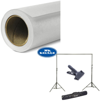 

Savage Widetone Seamless Background Paper, 107" wide x 36' Gray Tint, #57 - Bundle With Flashpoint 10' Background Support System Air Cushioned, Flashpoint Clip Clamp with 2" Jaw