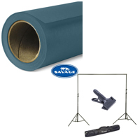 

Savage Widetone Seamless Background Paper, 107" wide x 36' Ultramarine, #5 - Bundle With Flashpoint 10' Background Support System Air Cushioned, Flashpoint Clip Clamp with 2" Jaw