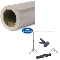 

Savage Widetone Seamless Background Paper, 107" wide x 36' TV Gray, #61 - Bundle With Flashpoint 10' Background Support System Air Cushioned, Flashpoint Clip Clamp with 2" Jaw