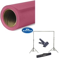 

Savage Widetone Seamless Background Paper, 107" wide x 36' Ruby, #67 - Bundle With Flashpoint 10' Background Support System Air Cushioned, Flashpoint Clip Clamp with 2" Jaw