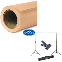 

Savage Widetone Seamless Background Paper, 107" wide x 36' Almond, #79 - Bundle With Flashpoint 10' Background Support System Air Cushioned, Flashpoint Clip Clamp with 2" Jaw
