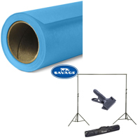 

Savage Widetone Seamless Background Paper, 107" wide x 36' Turquoise, #83 - Bundle With Flashpoint 10' Background Support System Air Cushioned, Flashpoint Clip Clamp with 2" Jaw