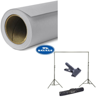 

Savage Widetone Seamless Background Paper, 107" wide x 36' Stone Gray #9 - Bundle With Flashpoint 10' Background Support System Air Cushioned, Flashpoint Clip Clamp with 2" Jaw