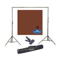 

Savage Widetone Seamless Background Paper, 107" wide x 36' Chestnut, #16 - Bundle With Flashpoint 10' Background Support System Air Cushioned, Flashpoint Clip Clamp with 2" Jaw