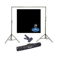 

Savage Widetone Seamless Background Paper, 107" wide x 36' Super Black, #20 - Bundle With Flashpoint 10' Background Support System Air Cushioned, Flashpoint Clip Clamp with 2" Jaw